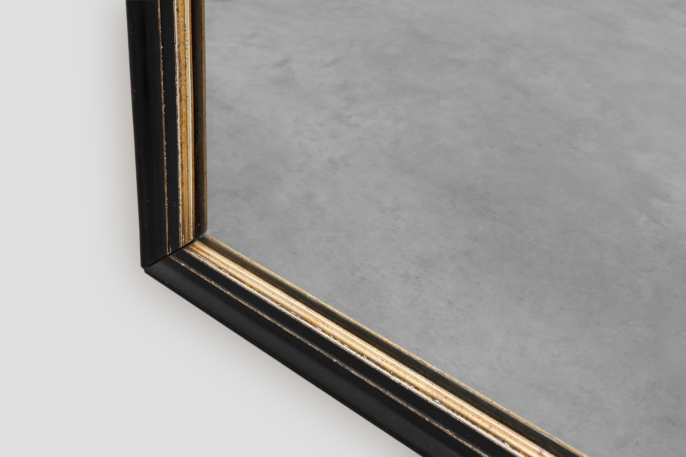 Black laquered and gilted wooden Louis Philippe mirror, France ca. 1850thumbnail
